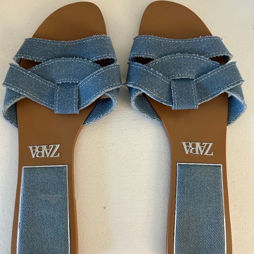 ZARA denim slides worn 2x